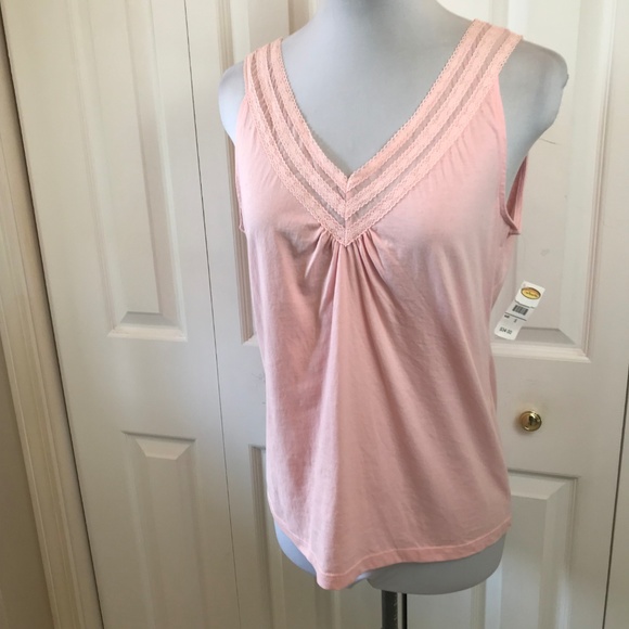 Talbots Light Pink Lace V-Neck Tank Top NWT Sz S - Picture 4 of 6